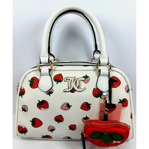 Juicy Couture Handbags - Juicy Couture Strawberry Bowler Bag White Sweet N Juicy w Coin Purse Charm